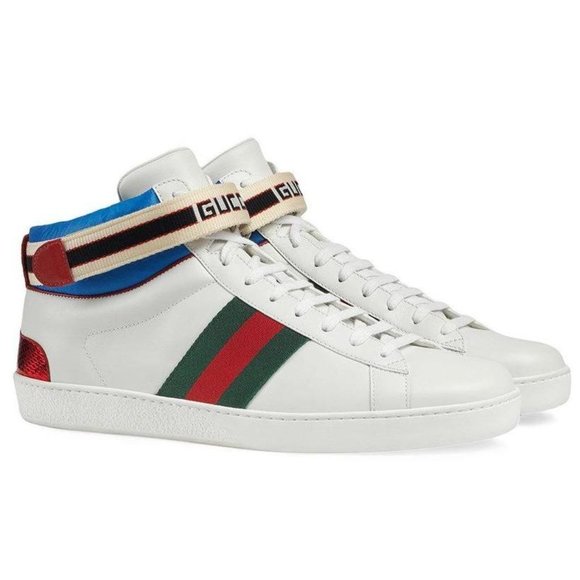 🥳💕HOST PIC💕🥳 Gucci Stripe Ace High- Top Sneakers NEW IN BOX - Picture 1 of 10